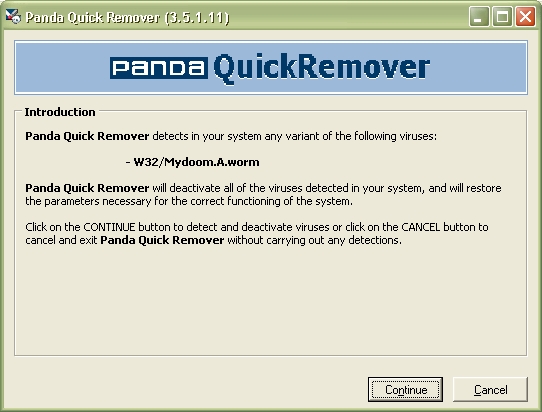 Panda QuickRemover W32.MyDoom.A/B 3.5.1.11