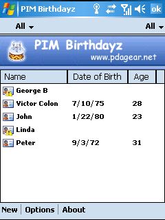 PIM Birthdayz for Pocket PC 1.2